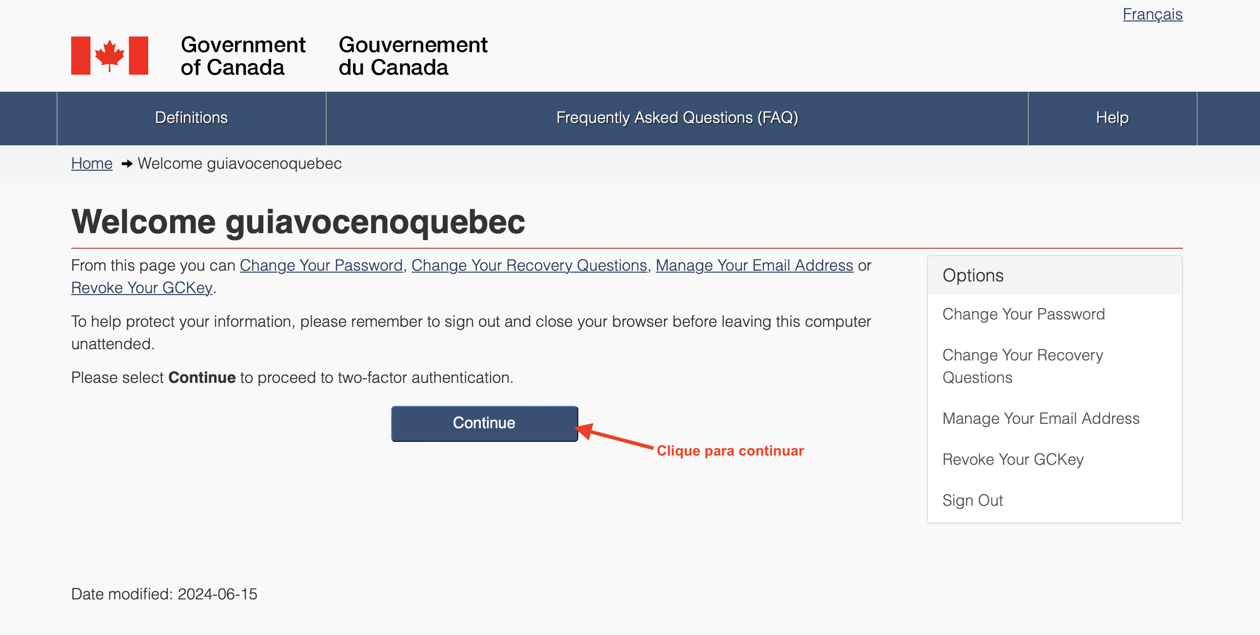 Tela 17 | Guia Passo a Passo: Criar Conta no Site de Imigração do Canadá